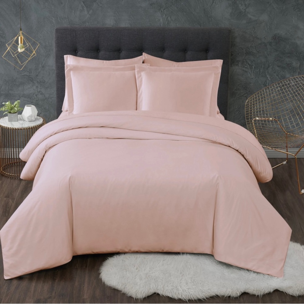 Truly Calm antimicrobial Elegant Pink 3 piece duvet set soft and cozy
